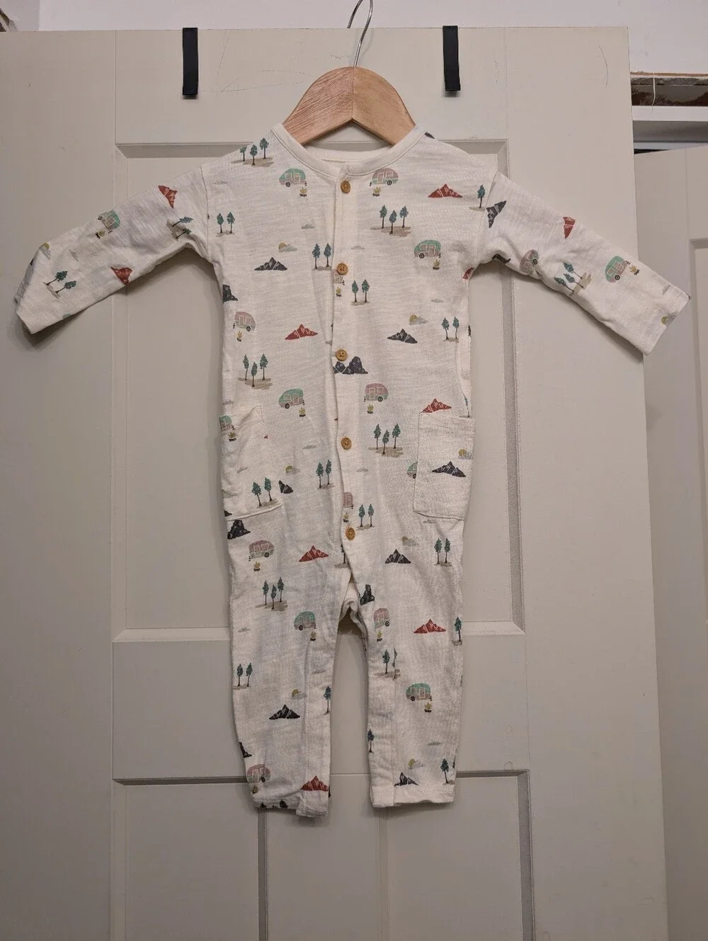 LC Little Co Cream Scenic Print Baby One-Piece Romper